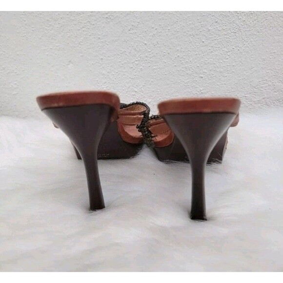 Schutz platter embellished heels sandals brown Wmns sz 6B - Picture 4 of 6